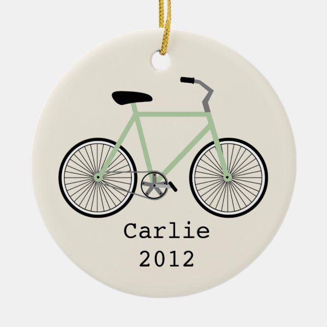 Light Green Bicycle Personalised Ornament (Front)