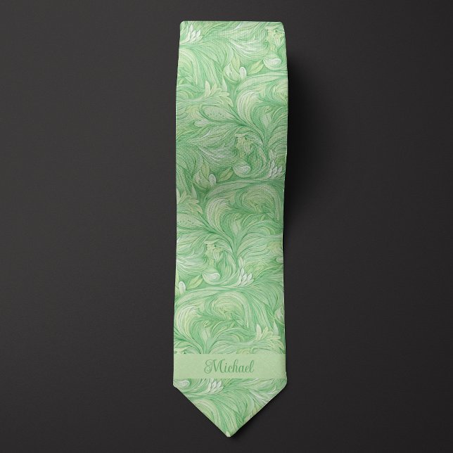 Light Green Botanical Monogram Tie (Creator Uploaded)