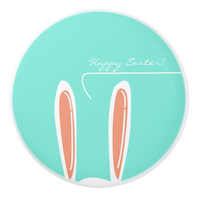 Light Green, Bunny Ears, Easter Ceramic Pull (Front)
