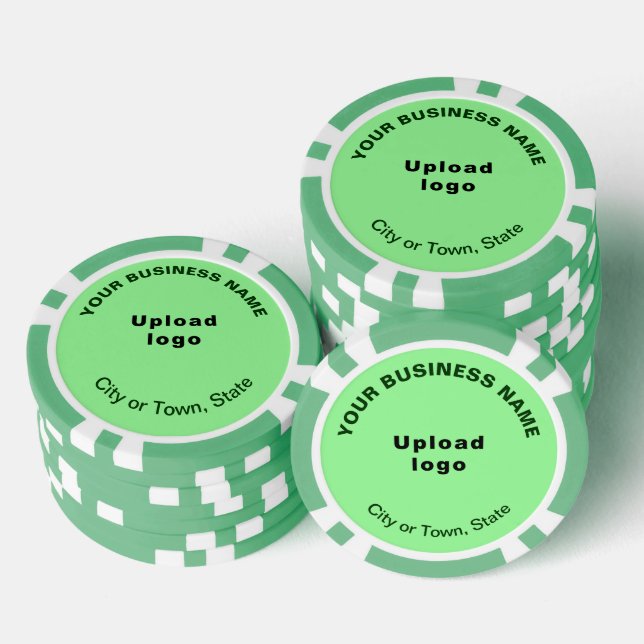 Light Green Business Brand on Poker Chips (Stack)