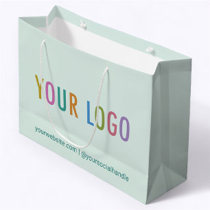 Light Green Business Gift Bag with Logo 12.5 inch