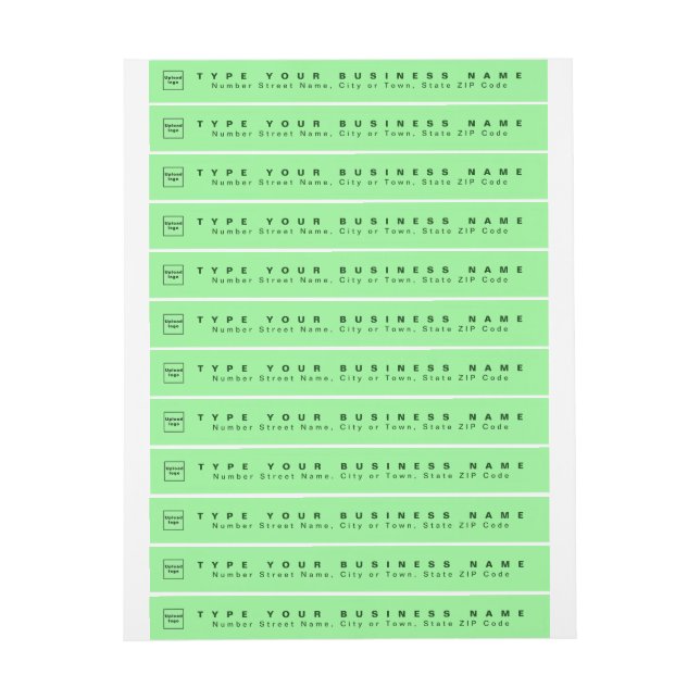 Light Green Business Return Address Slim Wrap Around Label (Sheet)