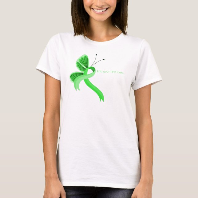 Light green butterfly awareness ribbon T-Shirt (Front)
