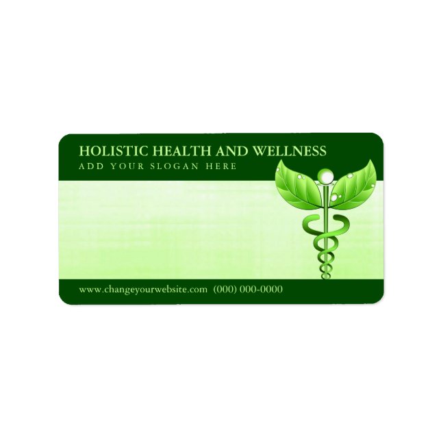 Light Green Caduceus Alternative Medicine Symbol Label (Front)