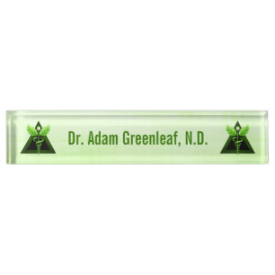 Light Green Caduceus Alternative Medicine Symbol Nameplate