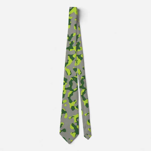Light Green Camouflage in Dark Green and Grey Tie (Front)
