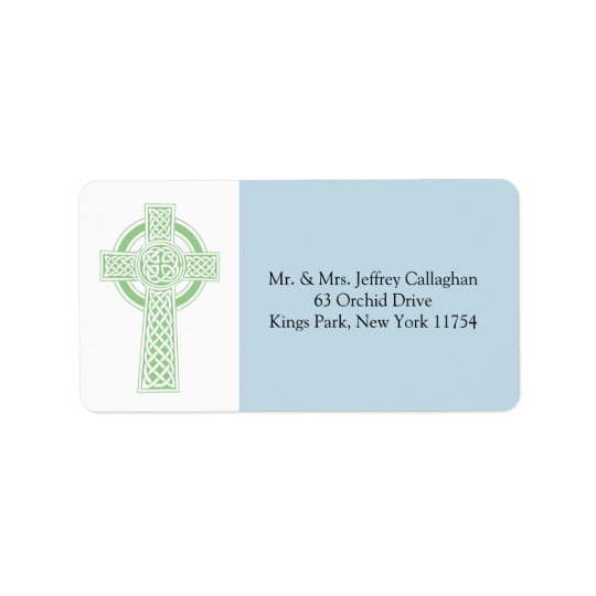 Light Green Celtic Cross with Return Address Address Label