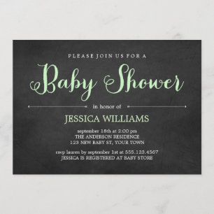 Light Green Chalkboard Baby Shower Invitation
