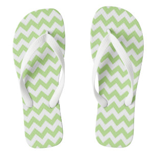 Light Green Chevron Patterned Flip Flops