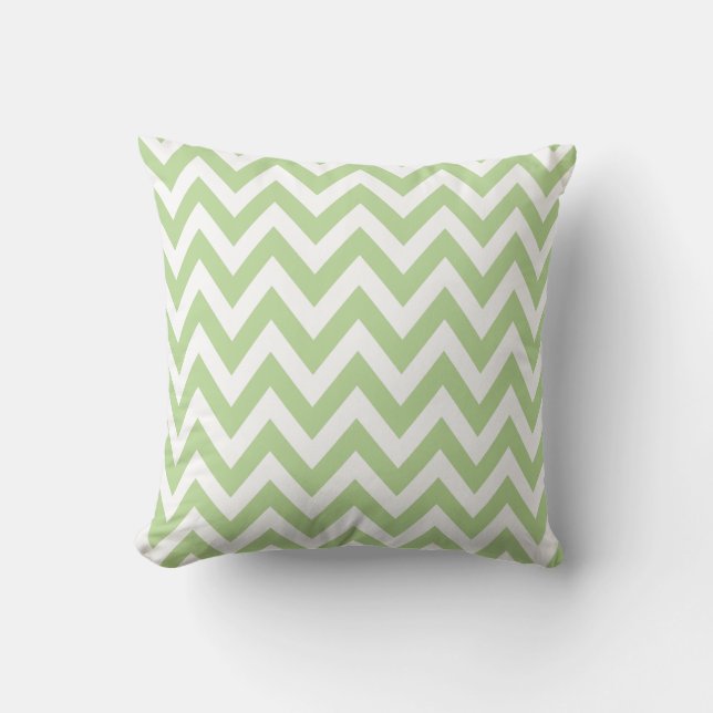 Light Green Chevron Zigzag Pattern Cushion (Front)