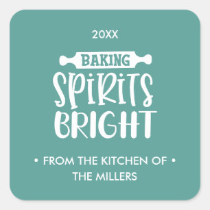 Light Green Christmas Baking Spirits Bright Square Sticker