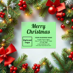 Light Green Christmas Business Small Flat Holiday Card