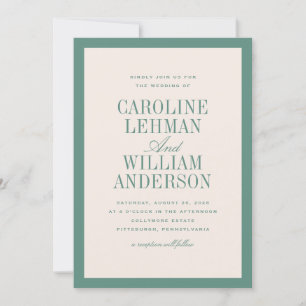 Light Green Classic Elegant Wedding  Invitation