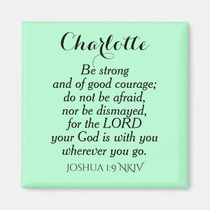 Light Green Courage Bible Verse Custom Name Simple Magnet