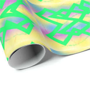 Light green crossbow pattern on sherbet lemon wrapping paper