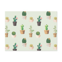 Light Green Cute Cactus Cacti Pattern Postcard