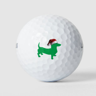 Light Green Dachshund with a Santa Claus Hat Golf Balls
