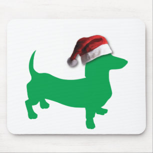 Light Green Dachshund with a Santa Claus Hat Mouse Mat