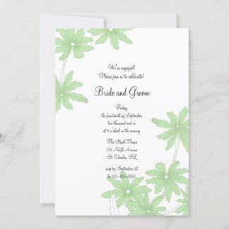 Light Green Daisies Engagement Party Invitation
