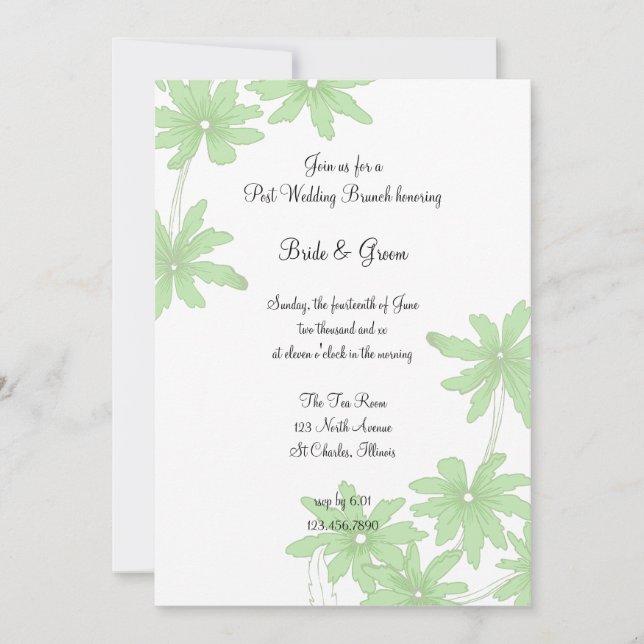 Light Green Daisies Post Wedding Brunch Invitation (Front)