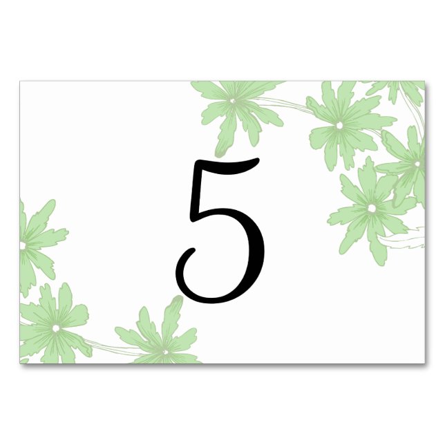 Light Green Daisies Wedding Table Numbers (Front)