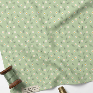 Light Green Daisy Scatter Combed Cotton Fabric