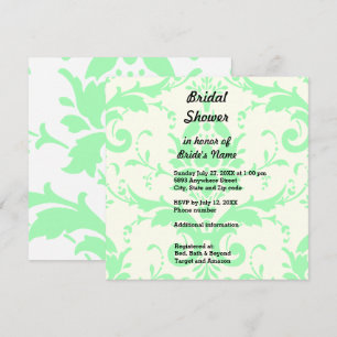 Light Green Damask Bridal Shower Invitation