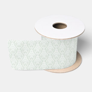 Light green damask style satin ribbon
