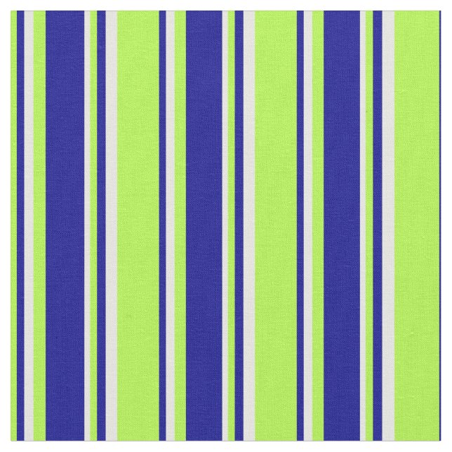 Light Green, Dark Blue & Mint Cream Coloured Lines Fabric (Close Up)