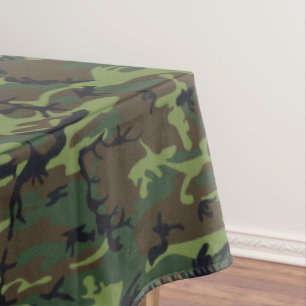 Light Green, Dark Green, Brown, Black Camouflage Tablecloth