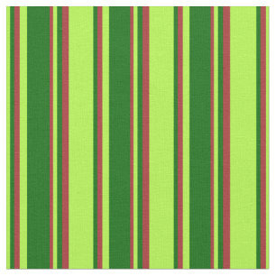 Light Green, Dark Green & Brown Stripes Fabric