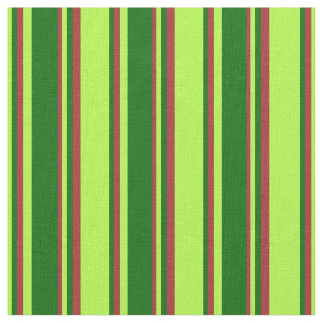 Light Green, Dark Green & Brown Stripes Fabric (Close Up)
