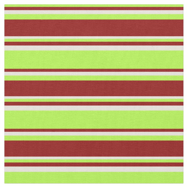 Light Green, Dark Red, and Beige Coloured Stripes Fabric (Close Up)