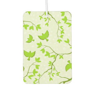 Light green decorative bird and branches design car air freshener