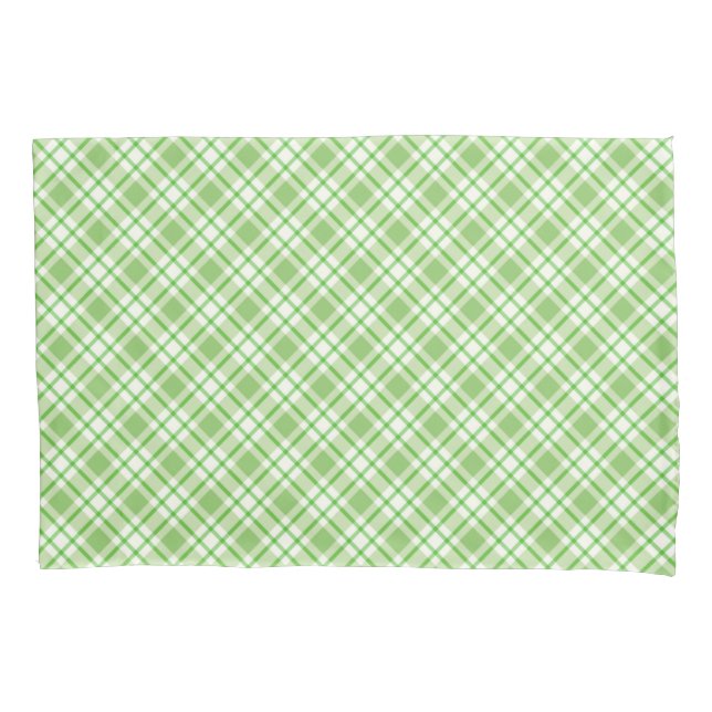 Light green diagonal check pattern pillowcase (Front)