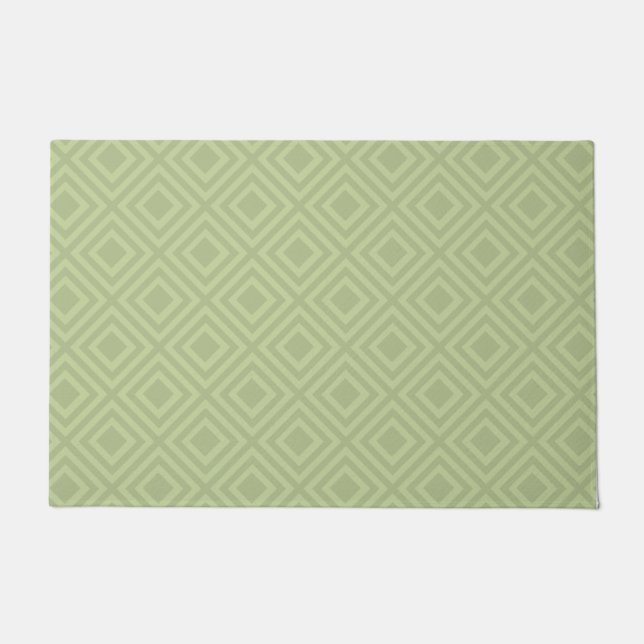 Light Green Diamond Squares Pattern Doormat (Front)
