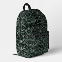 Light green Doted Swirls Pattern On Black