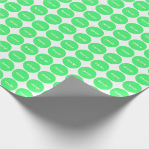 Light Green Dots Pattern On White With Name Wrapping Paper