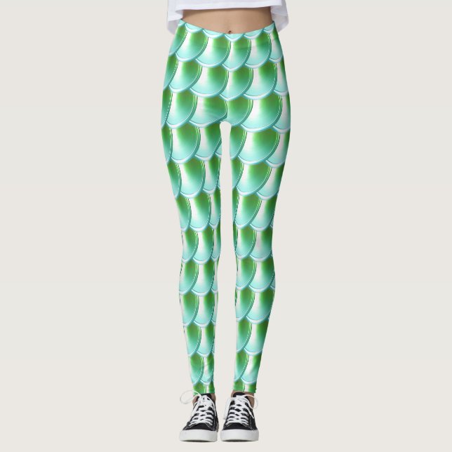 Light Green Dragon Scale Cosplay Leggings (Front)
