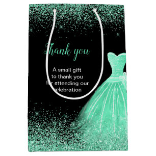 Light Green Dress Faux Glitter Sweet 16 Birthday Medium Gift Bag