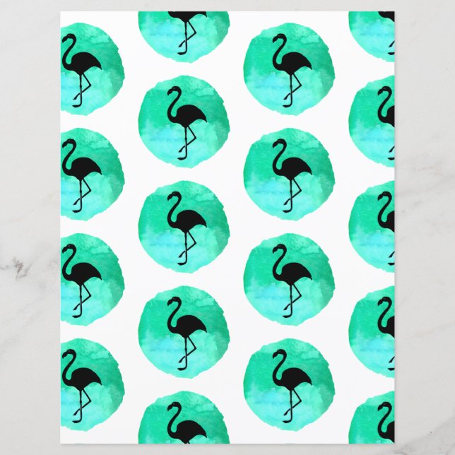 Light Green Flamingo Pattern Scrapbook Paper (Front)