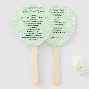 Light Green Floral Damask Wedding Program Fan