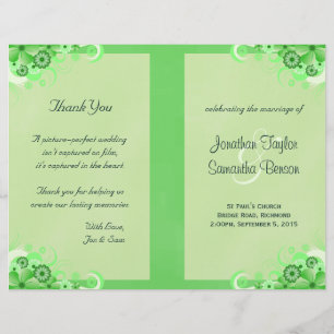 Light Green Floral Folded Wedding Program