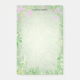 Light Green Floral Post-it Notes