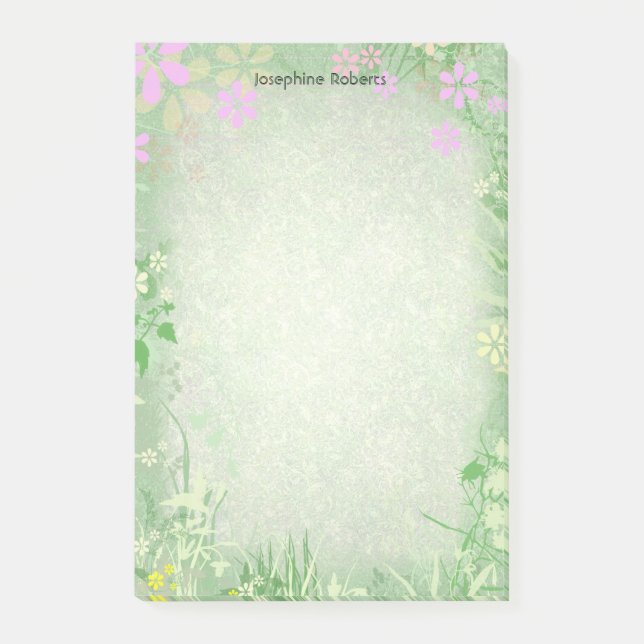 Light Green Floral Post-it Notes (Front)