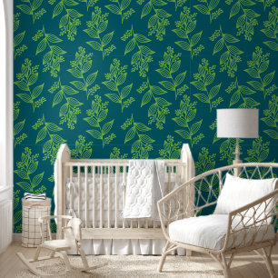 Light Green Flower Botanical Green Backgrou Floral Wallpaper