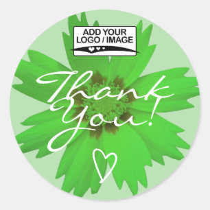 Light Green Flower Thank You Label Logo Template