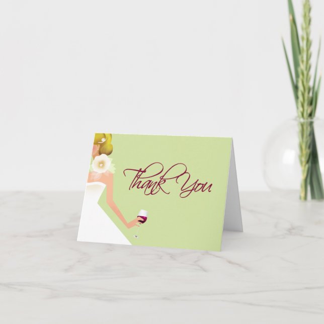 Light green folded bridal thank you card (Front)
