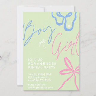 Light Green Gender Reveal Party Invitation