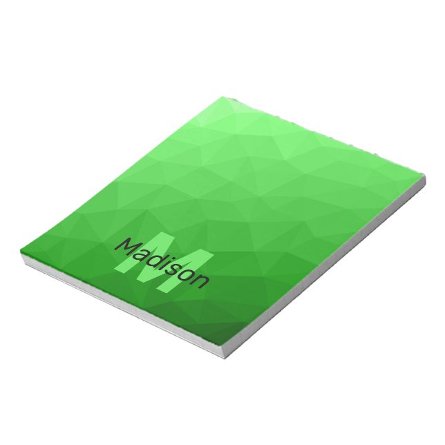 Light green geometric mesh pattern Monogram Notepad (Rotated)